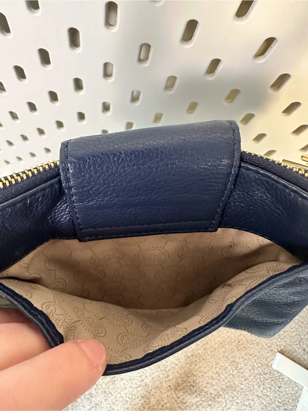 Michael Kors Fulton Crossbody Bag in Dark Blue Pebble Leather